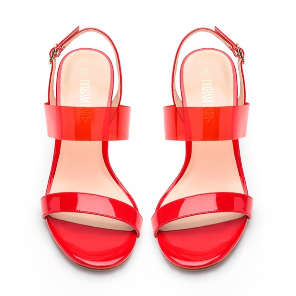 Double Clear Strap Sandals - RED CLEAR - 4